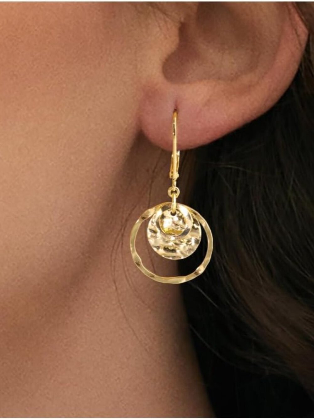 Gold Disc Dangle Drop Leverback Earrings for Women Jewelry in Gift Box | Hypoall